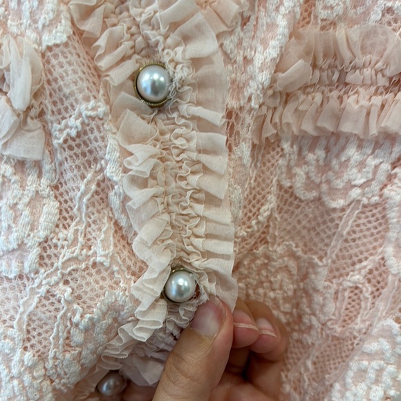 Lace Button-Up Cardigan - Light Pink - Picture 4 of 4
